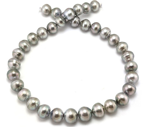 Light Gray Tahitian Pearl Necklace with Circle Ringed Tahitian Pearls