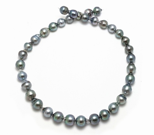 Sale Tahitian Pearl Necklace with Steely Gray Tahitian Baroque Pearls